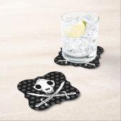 Grappig zwart wit jolly Kat piraat schedel Botten Kartonnen Onderzetters (Insitu)