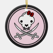 Grappig zwart wit jolly Kat piraat schedel Botten Keramisch Ornament (Voorkant)
