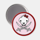 Grappig zwart wit jolly Kat piraat schedel Botten Magneet (Voorkant / Achterkant)