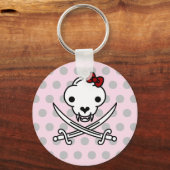 Grappig zwart wit jolly Kat piraat schedel Botten Sleutelhanger (Voorkant)