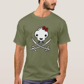 Grappig zwart wit jolly Kat piraat schedel Botten T-shirt (Voorkant)
