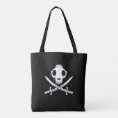 Grappig zwart wit jolly Kat piraat schedel Botten Tote Bag (Achterkant)