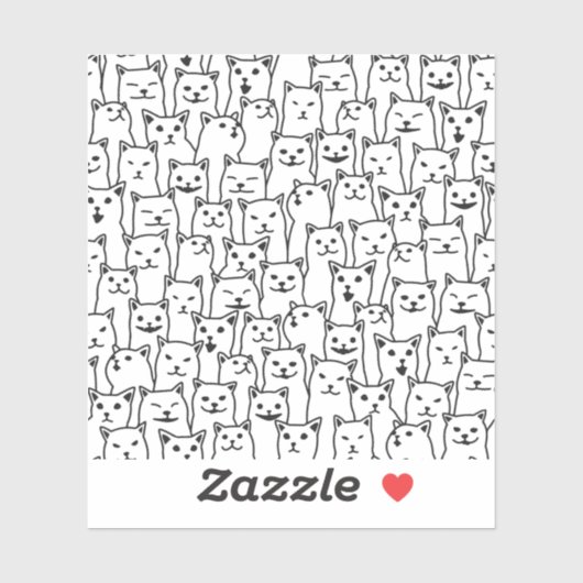 Grappig zwart-wit kat modern patroon sticker (Vel)