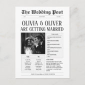 Grappig zwart-wit krantenfoto bruiloft briefkaart (Voorkant)