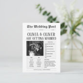 Grappig zwart-wit krantenfoto bruiloft briefkaart (Staand voorkant)