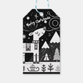 Grappig zwart-wit rendierpatroon cadeaulabel (Voorkant)
