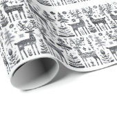 Grappig zwart-wit rendierpatroon cadeaupapier (Rol Hoek)