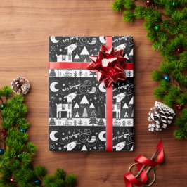 Grappig zwart-wit rendierpatroon cadeaupapier