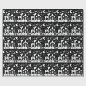 Grappig zwart-wit rendierpatroon cadeaupapier (Vlak)