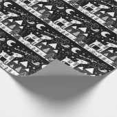 Grappig zwart-wit rendierpatroon cadeaupapier (Hoek)