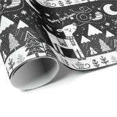 Grappig zwart-wit rendierpatroon cadeaupapier (Rol Hoek)