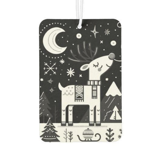 Grappig zwart-wit rendierpatroon luchtverfrisser (Achterkant)