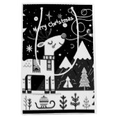 Grappig zwart-wit rendierpatroon medium cadeauzakje (Voorkant)