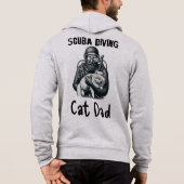 Grappig Zwart & Wit SCUBA Cat Dad Hoodie (Achterkant)