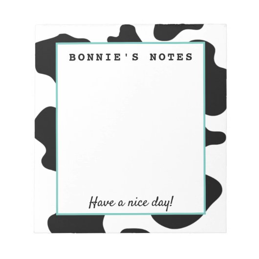 Grappig zwart-witte koe bederft de gewoonte om te notitieblok (Voorkant)