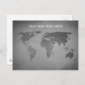 Grappig zwart-witte wereldkaart briefkaart (Voorkant / Achterkant)
