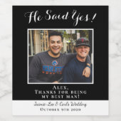 Grappig zwart zei hij ja foto dank je beste man wijn etiket (Enkel label)