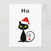 Grappig zwart zittende kerstman kerst kat briefkaart (Voorkant)