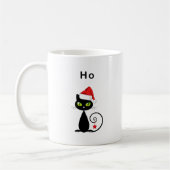 Grappig zwart zittende kerstman kerst kat koffiemok (Links)