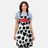 Grappig zwarte en witte koe vlekkeuken schort (Gedragen)
