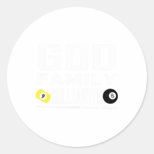Grappig zwembad biljart God familie biljart cadeau Ronde Sticker
