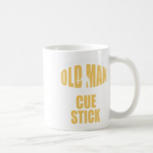 Grappig zwembad biljartspeler snooker oud Man met Koffiemok