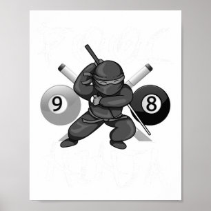 Grappig zwembad ninja schattig zak biljart jongens poster
