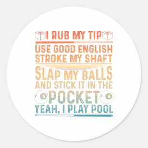 Grappig zwembad ontwerp voor mannen jongens biljar ronde sticker