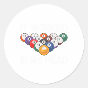 Grappig zwembad ontwerp voor mannen vrouwen biljar ronde sticker