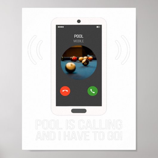 Grappig zwembad roept om poolspeler - biljart poster (Voorkant)