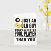 Grappig zwembad T Shirt gewoon een oude man biljar Kaart (Gele Bloem)