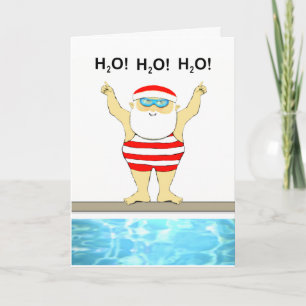 grappig zwemkerst feestdagen kaart