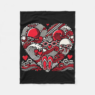 Grappig Zwemmen Hart Valentijn Zwemmer Dames Heren Fleece Deken