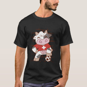 Grappig Zwitsers Football motief met Zwitserse Koe T-shirt