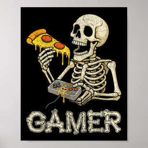 Grappig Zza Gamer Skeleton Gamer Teen Boys Video G Poster