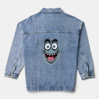GrappigBlauwMonsterCartoontje Denim Jacket