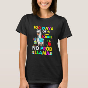 Grappige 100 dagen school geen probleem lama leraa t-shirt