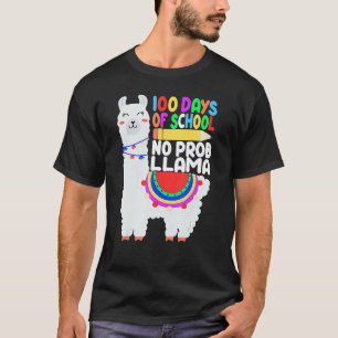 Grappige 100 dagen school geen probleem-llama lama t-shirt