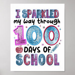 Grappige 100 dagen school leraar student kinderen poster
