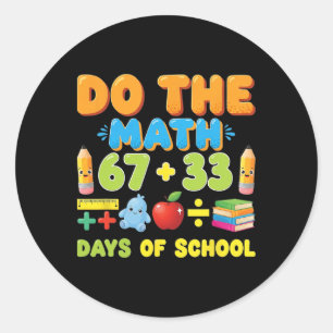 Grappige 100 dagen school wiskunde vergelijking st ronde sticker