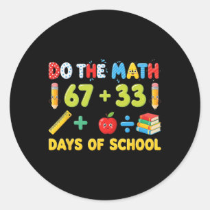 Grappige 100 dagen school wiskunde vergelijking st ronde sticker