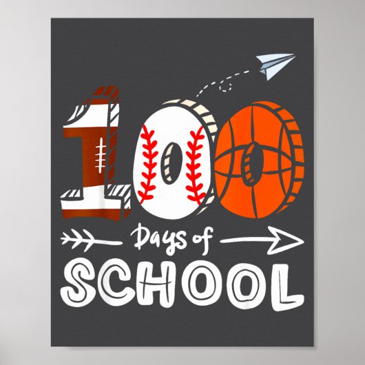 Grappige 100e Honkbal Voetbal Dag Basketbal School Poster (Voorkant)