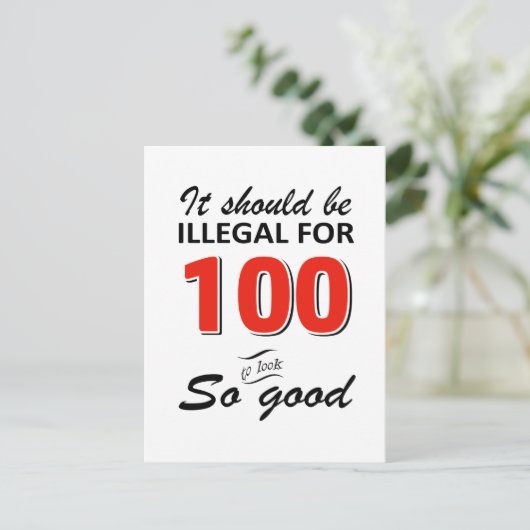 Grappige 100e jaar oude verjaardag design briefkaart (Staand voorkant)