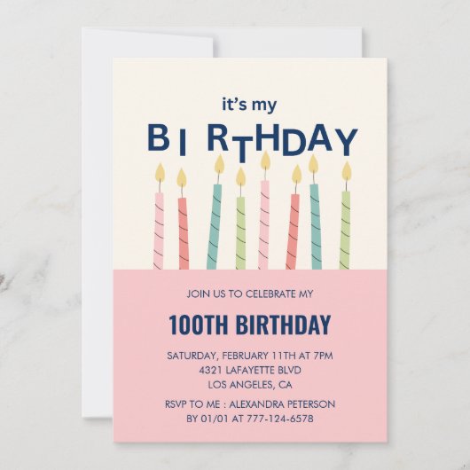 Grappige 100e verjaardag uitnodigingen Verjaardags (Voorkant)