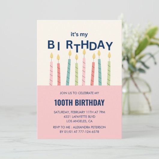 Grappige 100e verjaardag uitnodigingen Verjaardags (Staand voorkant)