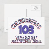 Grappige 103e verjaardag design briefkaart (Voorkant / Achterkant)