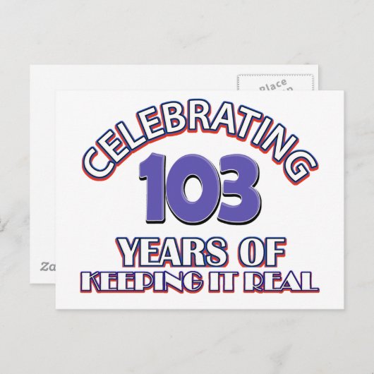 Grappige 103e verjaardag design briefkaart (Voorkant / Achterkant)