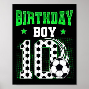 Grappige 10e verjaardag jongen voetbal thema feest poster