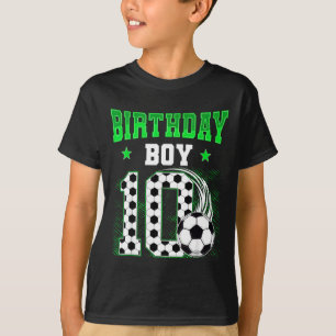 Grappige 10e verjaardag jongen voetbal thema feest t-shirt