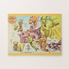 Grappige 11x14 Oud-Europa Kaartpuzzel Legpuzzel